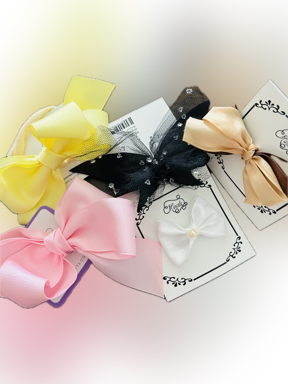 PACK of FIVE Assorted Girls Hair Bows Five Colors Party Dressup Hair Accessories